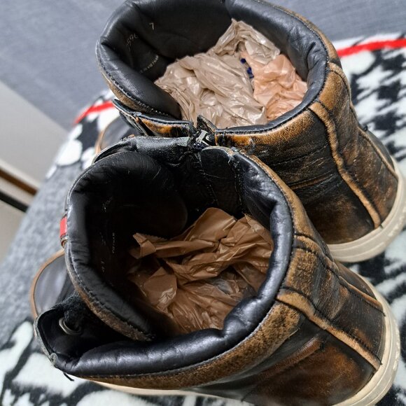 Prada Mens Old Nappa Leather Rustic Brown High Top Sneaker Size 7 Men - Picture 14 of 16